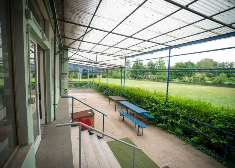 Blick auf die Terrasse PHV Karlsruhe